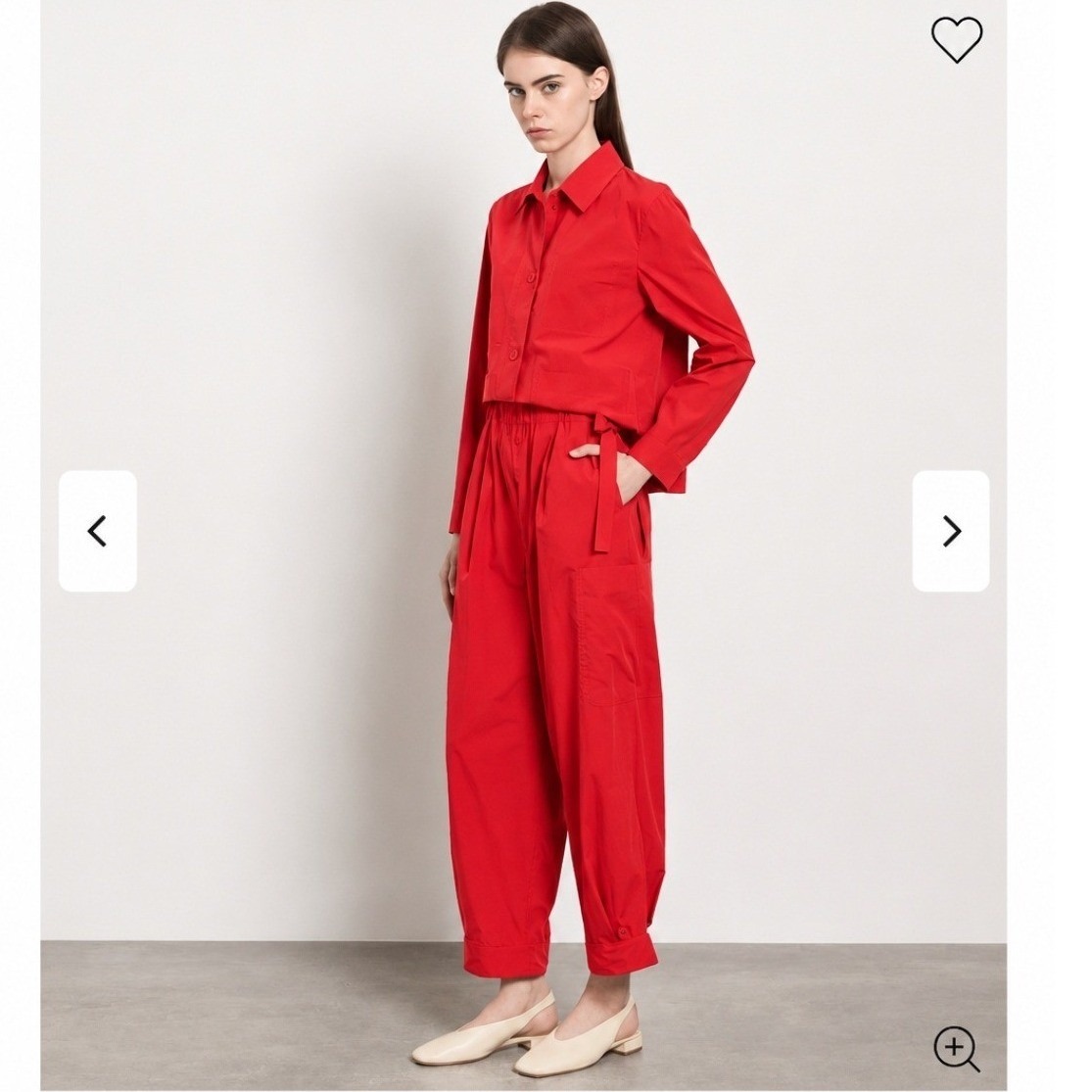 Weekend Max Mara Red Cotton Utility Tapered Cargo Pants High Waist Side Tie S